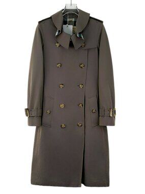 H30549 Burberry brown cotton lapel double-breasted windbreaker jacket 38 M size